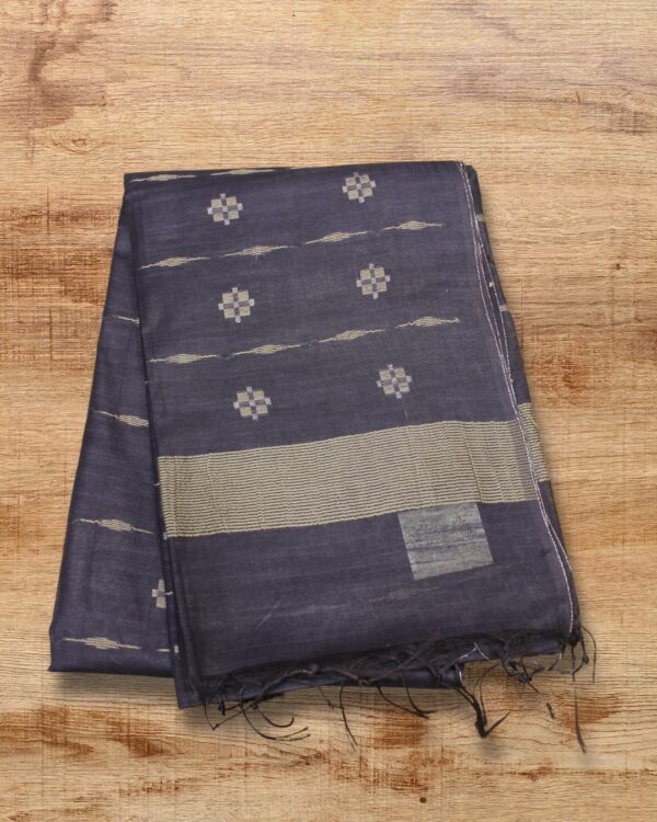 Thread Woven Checks Semi Tussar Saree - Image 3