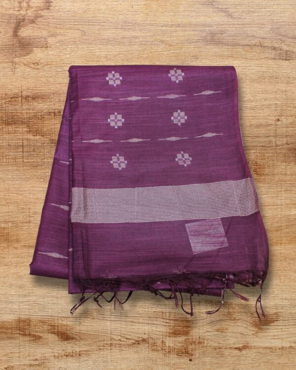 Thread Woven Checks Semi Tussar Saree - Image 4