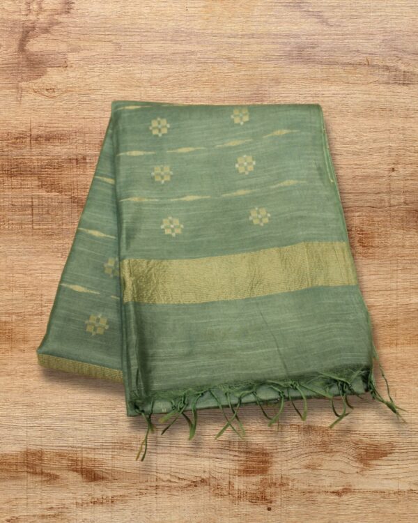 Thread Woven Checks Semi Tussar Saree - Image 5