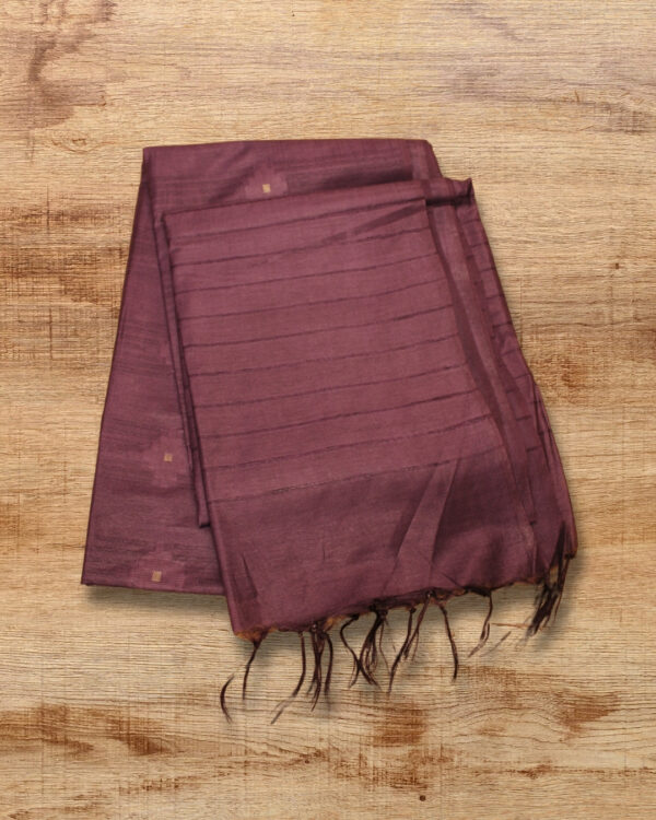 Thread Woven Geometrical Motifs Semi Tussar Saree - Image 4