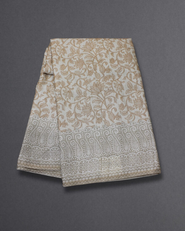 Floral Printed Semi Tussar Saree - Image 6