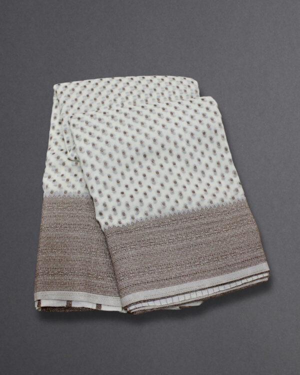 Antique Zari Woven Small Buttas Georgette Banaras Saree - Image 3