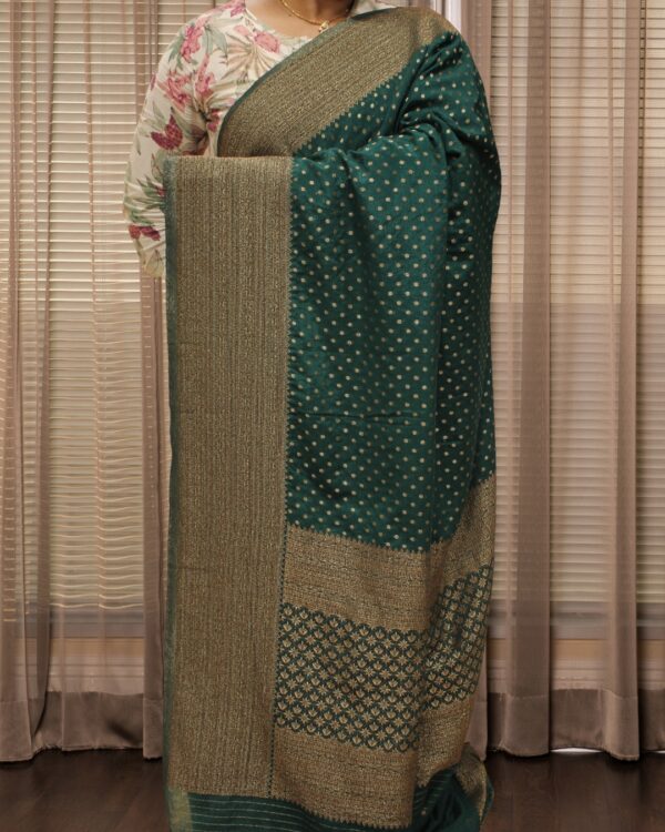 Antique Zari Woven Small Buttas Georgette Banaras Saree