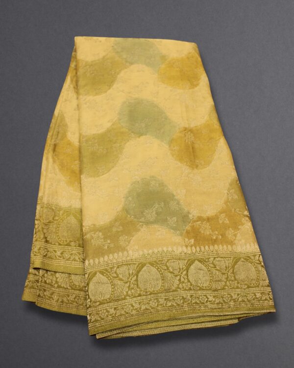 Floral Jaal with Contrast Border Rangkat Georgette Banaras Saree - Image 2