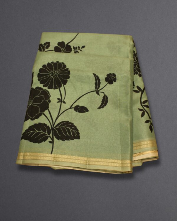 Big Floral Prints Semi Tussar Saree - Image 2