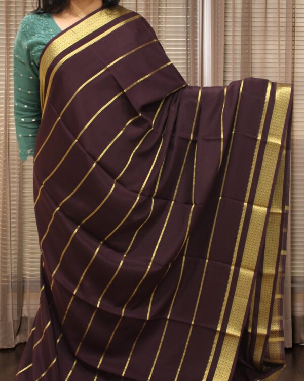 Zari Woven Lines Pure Mysore Crepe Silk Saree