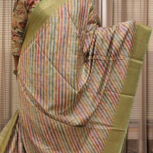 Pure Chiniya Silk Diagonal Print with Buttas Banaras Saree