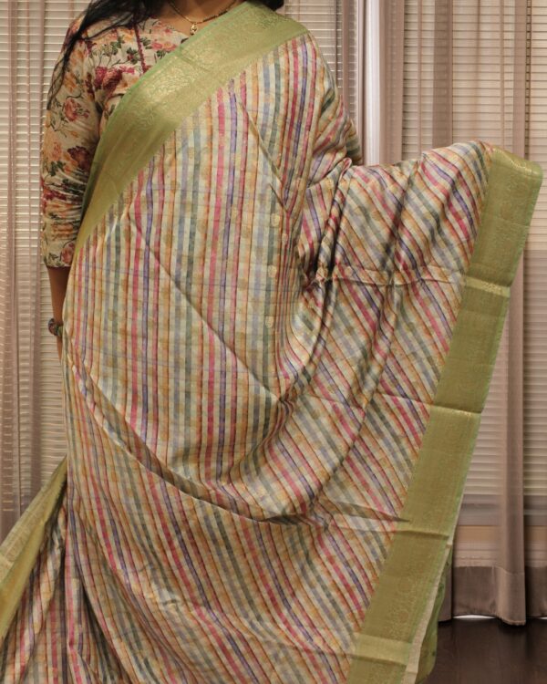 Pure Chiniya Silk Diagonal Print with Buttas Banaras Saree