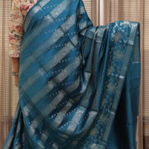 Pure Chiniya Silk Zari Horizontal Jaal Banaras Saree