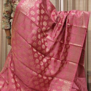 Pure Raw Mango Silk Zari Buttas & Floral Border Banaras Saree