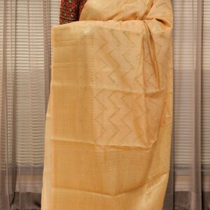 Peach Zari Leheriya Pure Chanderi Cotton Saree