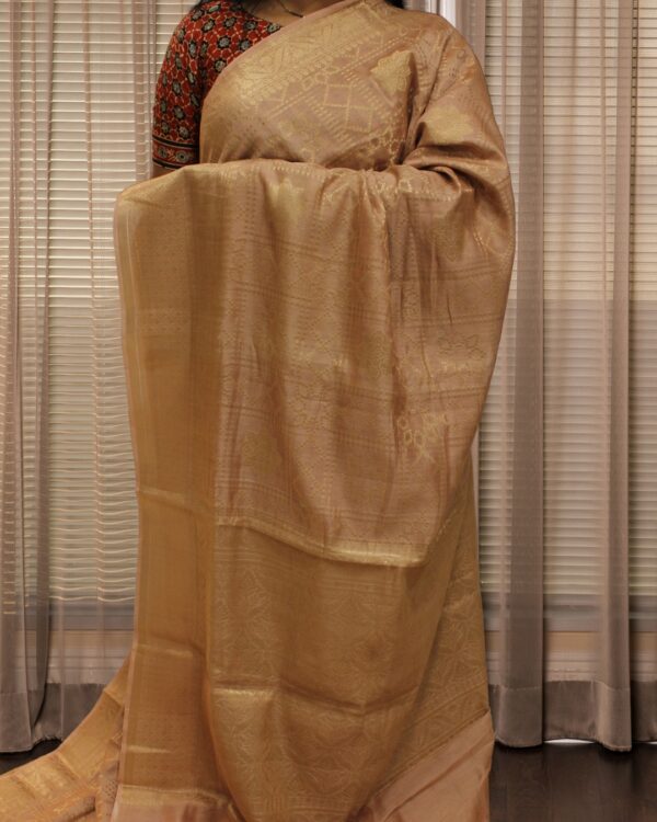 Dusty Pink Zari Buttas Pure Chanderi Cotton Saree