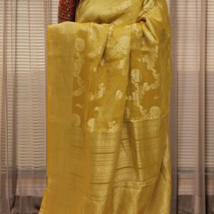 Zari Jaal Woven Tissue Georgette Pure Banaras Saree