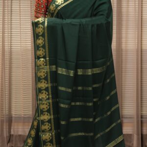 Gandaberunda Border Pure Mysore Crepe Silk Saree