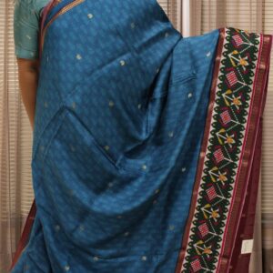 Blue with Green Patola Prints Dola Silk Saree