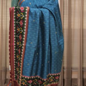 Alternative view of Blue with Green Patola Prints Dola Silk Saree