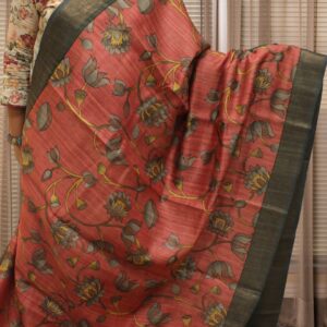 Alternative view of Kalamkari Printed Pure Desi Tussar Saree