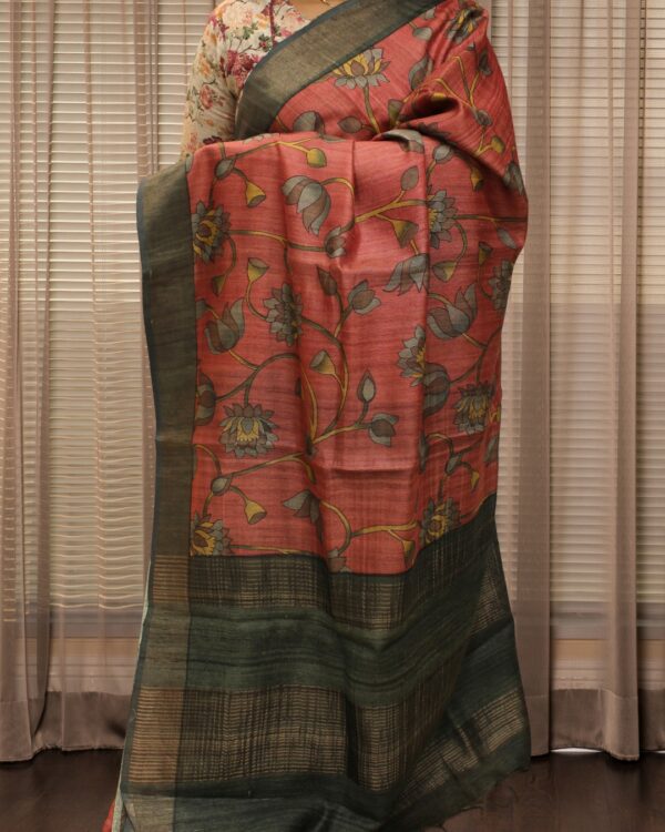 Kalamkari Printed Pure Desi Tussar Saree
