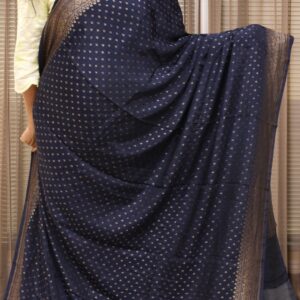 Alternative view of Small Floral Buttas Self Pure Crepe Chiffon Banaras Saree