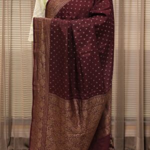 Small Floral Buttas Self Pure Crepe Chiffon Banaras Saree