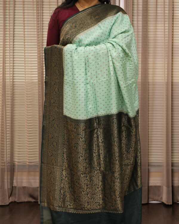 Small Floral Buttas 2D Pure Crepe Chiffon Banaras Saree