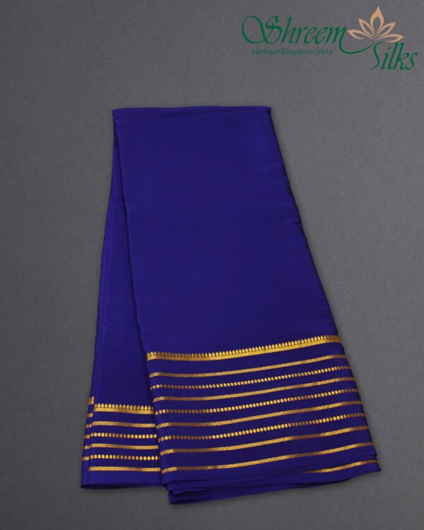Zari Woven Stripes Border Pure Mysore Crepe Silk Saree - Image 3