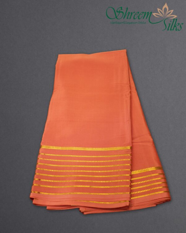 Zari Woven Stripes Border Pure Mysore Crepe Silk Saree - Image 5