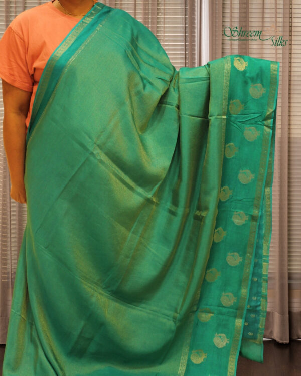 Bentex Border with Zari Woven Peacocks Tissue Dola Silk Saree