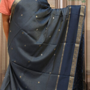 Alternative view of Blue Zari Woven Stripes with Bentex Border Dola Silk Saree