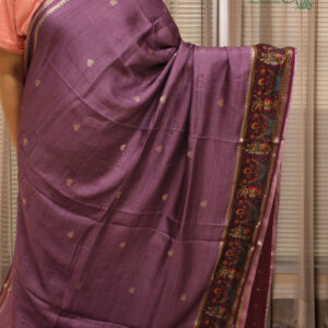 Purple with Buttas & Bentex Border with Kalamkari Prints Dola Silk Saree