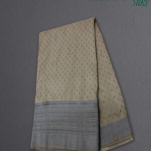Alternative view of Black Zari Woven Small Buttas with Big Border Semi Banaras Crepe Saree