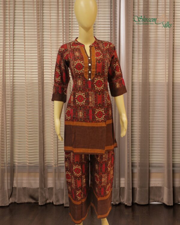 Mustard with Multicolour Prints Cord Set