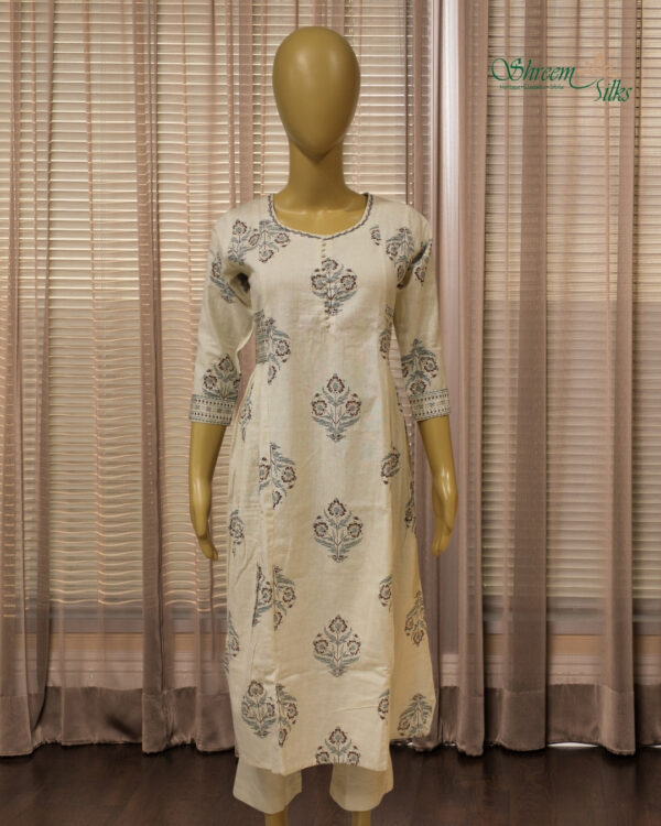 Off White Printed Kurta
