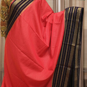 Alternative view of Zari Woven Small Checks with Rudraksh Border Semi Mysore Crepe Saree