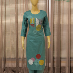 Teal with Geometrical Design Thread work & Beads Cord Set