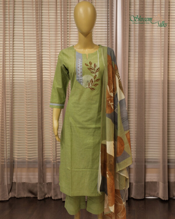 Pista & Grey Printed Kurta Set