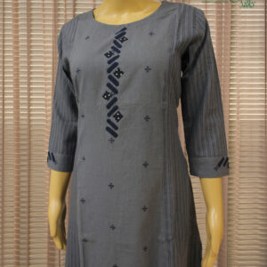 Alternative view of Grey with Blue Aplique work Kurta