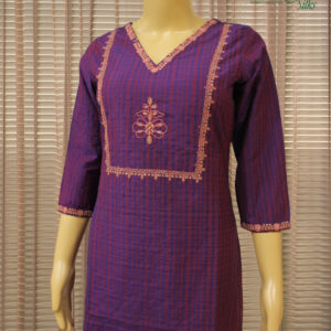Purple with Thread Embroidery Kurta