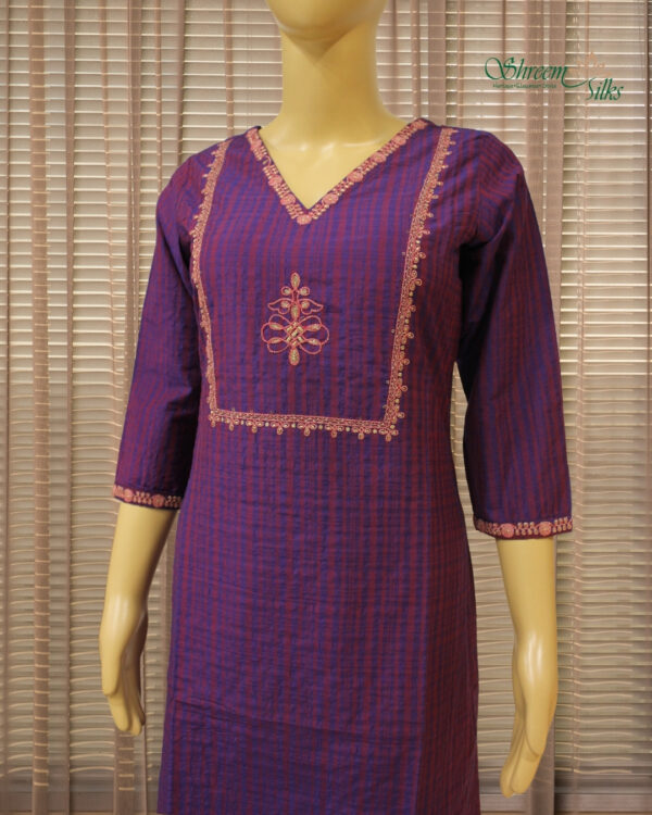 Purple with Thread Embroidery Kurta