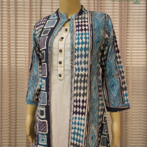 Alternative view of Off White with Multicolour Jacket Kurta Set