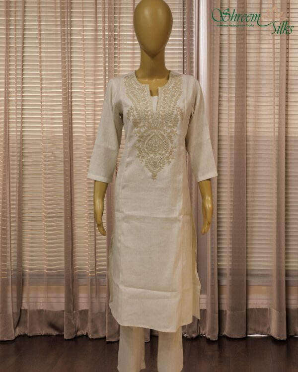 White with Mirror & Thread work Cord Set