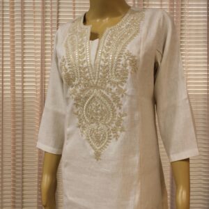 Alternative view of White with Mirror & Thread work Cord Set