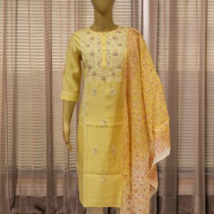 Lemon Yellow with Cut Dana & Beads work Kurta Set