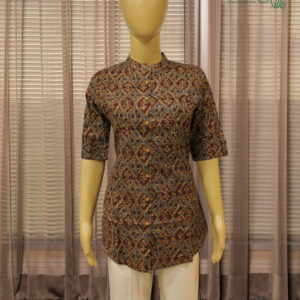 Alternative view of Brown & Grey Ajrakh Prints Short Kurti