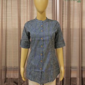 Alternative view of Blue & Check Printed Short Kurti