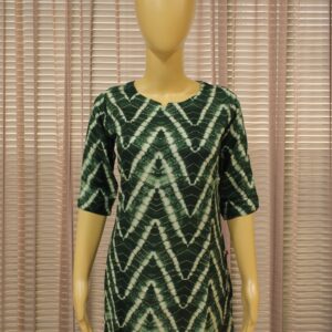 Bottle Green Shibori Prints Short Kurti