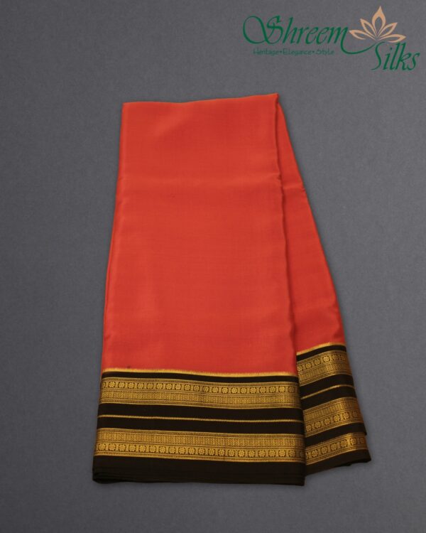 Pink & Black Floral Border Pure Mysore Crepe Silk Saree
