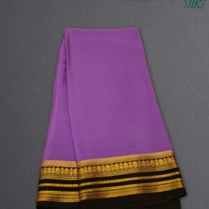Lavender & Black Vintage Border Pure Mysore Crepe Silk Saree