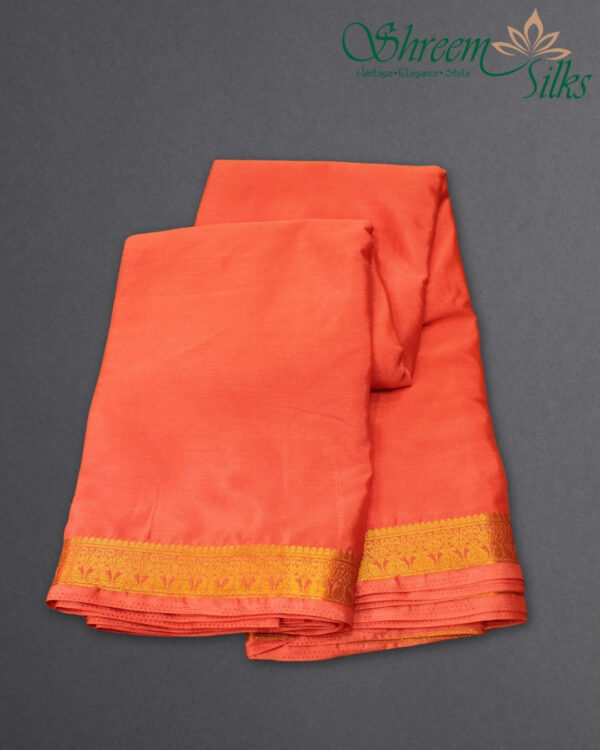 2 Inches Border Semi Mysore Crepe Saree-D1 - Image 4