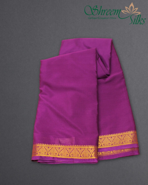2 Inches Border Semi Mysore Crepe Saree-D2 - Image 2